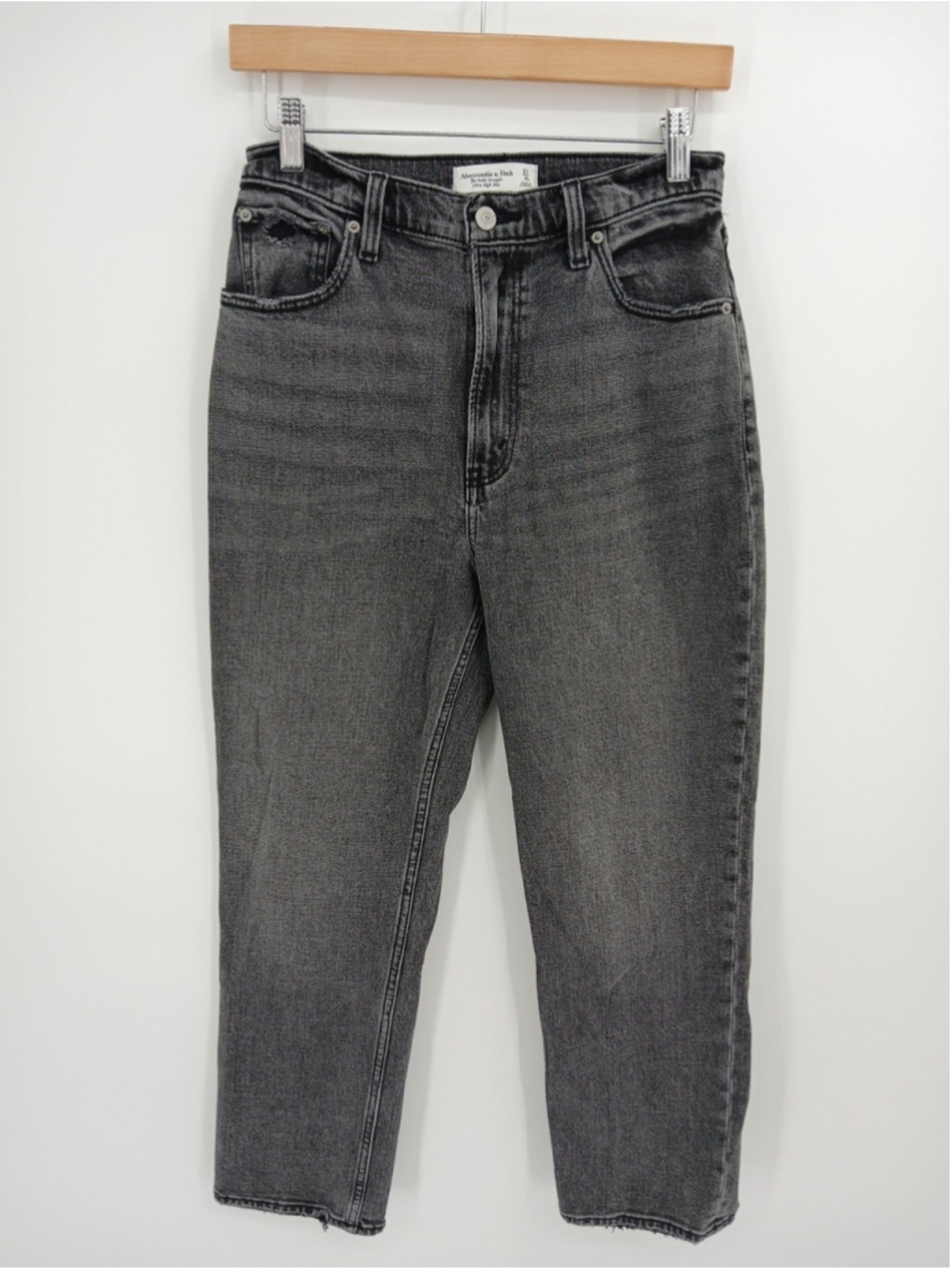 Abercrombie & Fitch The Ankle Straight Ultra High Rise Jeans Size 27 Faded Black